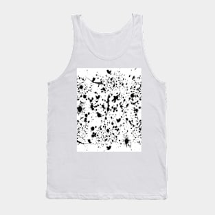 Black and White Pattern Paint Splats, Birds, Twigs Tank Top